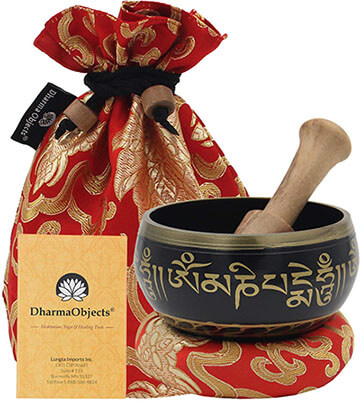 DharmaObjects Tibetan OM MANI Singing Bowl Set