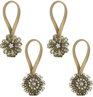 Gent House Magnetic Crystal Flower Shape Decorative Drapes Holdbacks- Curtain Tieback Clips