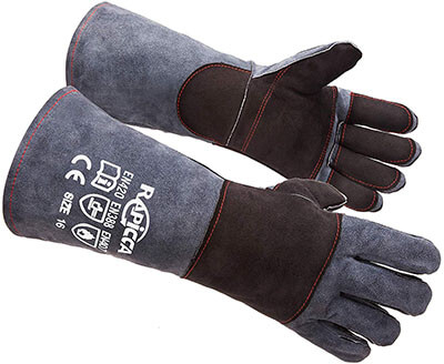 RAPICCA Bite Proof Kevlar Reinforced Leather Animal Handling Gloves