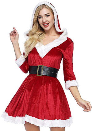 ADOMI Women's Mrs. Claus Costume Santa Baby 2-Piece Costume