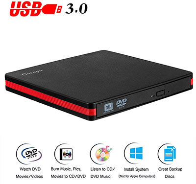 Cocopa External USB 3.0 Portable CD DVD