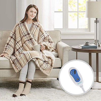 Comfort Spaces Electric Heated Throw Ultra Soft Blanket Wrap