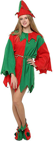 EraSpooky Christmas Costumes- Santa Elf Costume for Adults