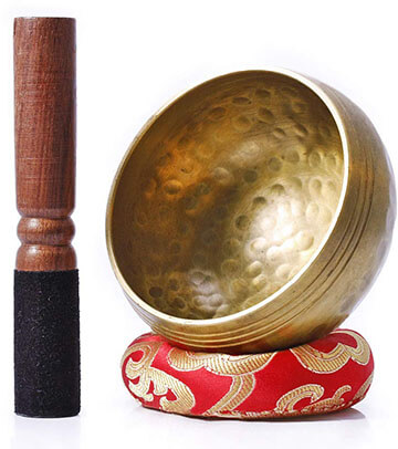 Biggo Tibetan Singing Bowl Set, Including a Mallet and Silk Cushion