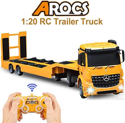 DOUBLE E RC Tow Truck Mercedes-Benz Acros with Detachable Semi-Trailer Remote Control Trailer