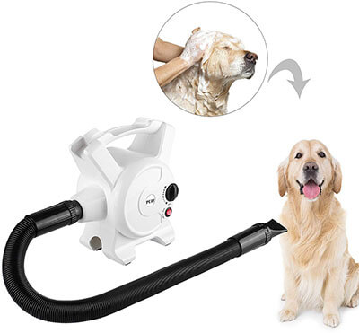 Pedy Dog Hair Dryer, 3.2 HP Stepless Adjustable Speed Dryers with 3 Different Nozzles