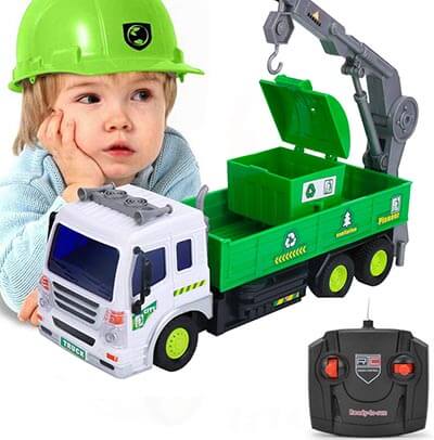 EsOfficce Remote Control Truck, 4 WD Recycle Garbage Crane Truck with Light