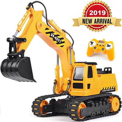 DOUBLE E 2.4GHz Remote Control Truck Excavator Toy with Rechargeable Battery