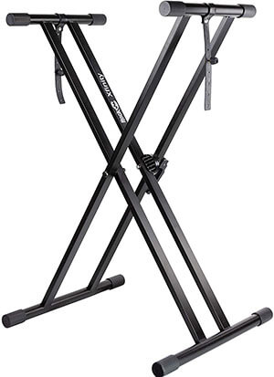 RockJam Xfinity Double-X Adjustable Piano Keyboard Stand with Locking Straps