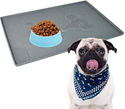Mofason Pet Food Mat Waterproof Dog Mat 0.5” inch Raised Edge-24”x16” Large