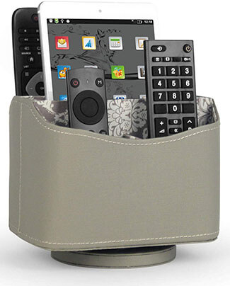 Media Storage PU Leather Rotating Remote Control Holder Organizer