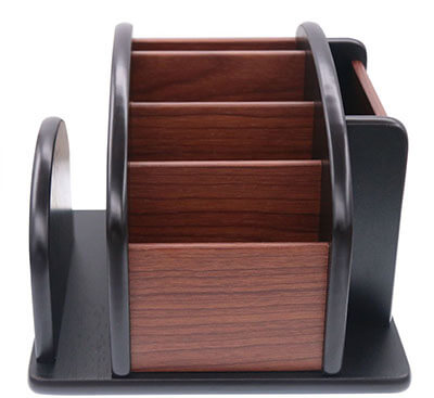 Coideal Wooden Spinning Remote Controls Holder Caddy Desk Storage Organizer