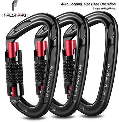 FresKaro Auto Locking Clips, Twist Lock and Heavy Duty Carabiners