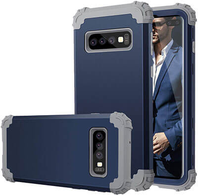 Fingic Full-Body 3 in 1 Hybrid Shockproof Protective Phone Galaxy S10 plus Case Cover