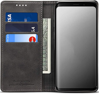 SUTENI Premium PU Leather Flip Cover Purse Book Style Galaxy S10 Plus Wallet Case