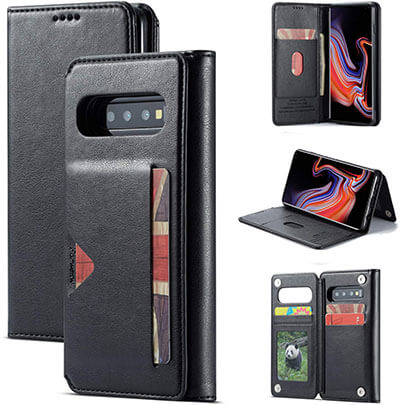 SAVYOU Premium Samsung S10 + Credit Card Flip Protective Case PU Leather Wallet