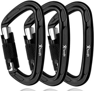 Favofit Locking Rock Climbing D-Shaped Carabiner Clips