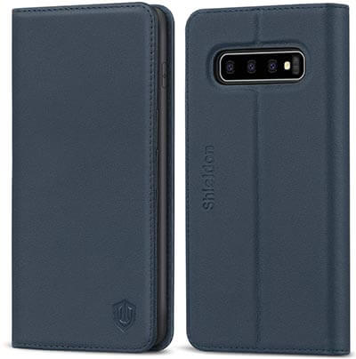 SHIELDON Genuine-Leather Galaxy S10 Wallet Case