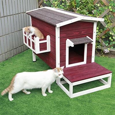 Petsfit Large Weather-proof Outdoor Cat Condo/shelter/House with Stair, 27.5" Lx17.5 Wx20