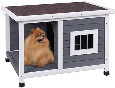 Tangkula Dog House Wooden Weatherproof Pet House