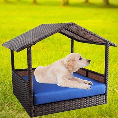 LEAPTIME Outdoor Rattan Pet Home