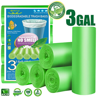 OKKEAI 3-Gallon Biodegradable Trash Bag