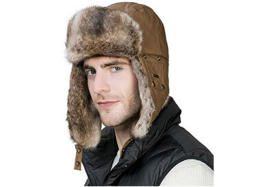 Men/'s Dockers Faux-Fur Trapper Hat S//M Charcoal