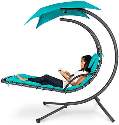 Best Choice Products Outdoor Hanging Curved Chaise Lounge Chair