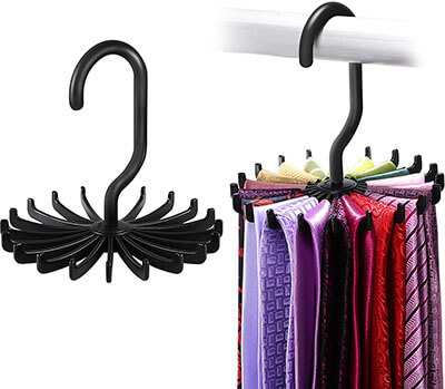 IPOW Updated Twirl Tie Rack Belt Hanger Holder Hook