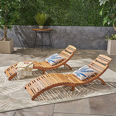 Great Deal Furniture Lisbon Outdoor Folding Chaise Lounge Chair