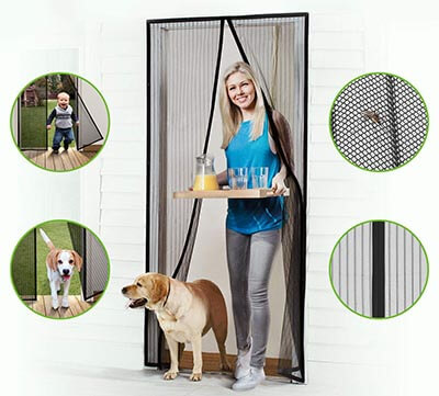 Homitt Magnetic Screen Door with Heavy Duty Mesh Curtain with Hook and Loop