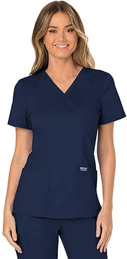 Cherokee Work-wear Revolution Women's Mock Wrap Scrub Top