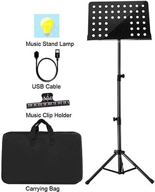 Lunies 63-Inch Portable Violin Guitar Music Book Holder with LED Light