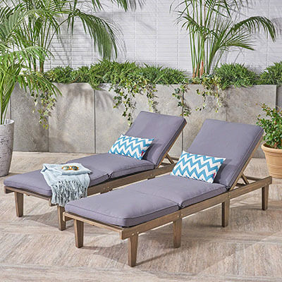 Great Deal Furniture 304426 Alisa Outdoor Acacia Wood Chaise Lounge