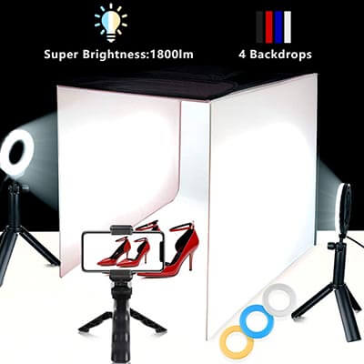 TRAVOR 16''x16'' Photography Studio Kit with 6 Filters, and Phone Holder