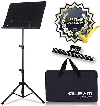 GLEAM Sheet Music Stand Metal with Carrying Bag