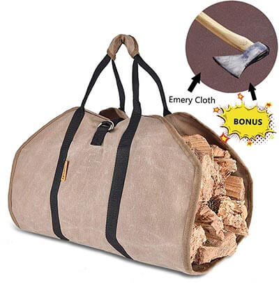 DUANGMUERS Waxed Canvas Log Carrier Firewood Tote Bag