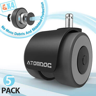 ATOMDOC Office Chair Caster Wheels, Quadruple Ball Bearing Design