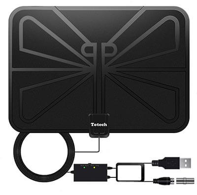 Totech Amplified Indoor HD TV Antenna with Signal Booster, 80-120 Miles