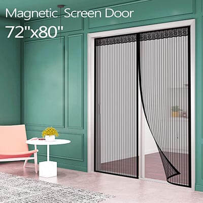 IKSTAR Sliding Magnetic Screen Door for French Door with Full Frame Magic Tape