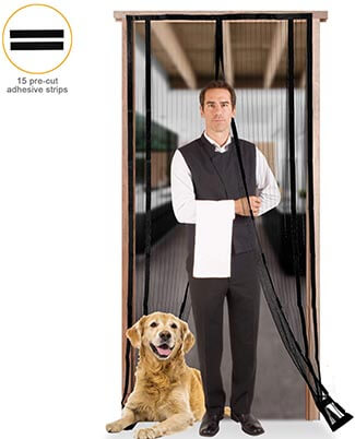 Runpo Magnetic Screen Door with Heavy-Duty Mesh Curtain with Frame Hook & Loop