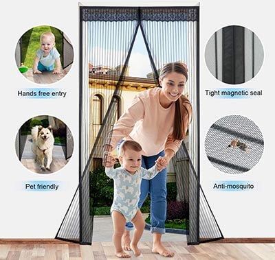 Zoneyee Heavy Duty Magnetic Mesh Curtain with Fly Mosquito Screens