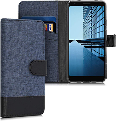 kwmobile Fabric & PU Leather Flip Cover Wallet Case