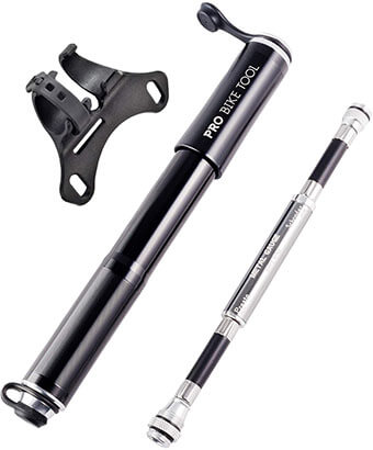 Pro Bike Tool Bike Pump with Presta and Schrader Gauge