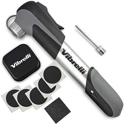 Vibrelli Mini Bike Pump and Glueless Puncture Repair Kit