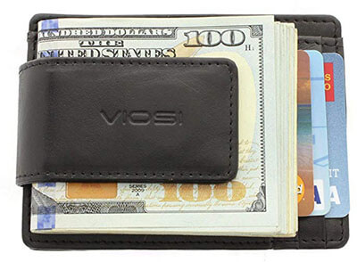 Viosi RFID Men's Leather Magnetic Money Clip Wallet