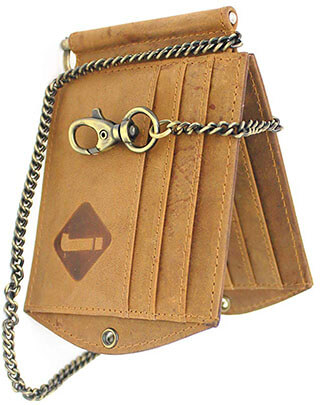 Junoon Club Vintage Leather Money Clip Wallet with Anti-Theft Chain