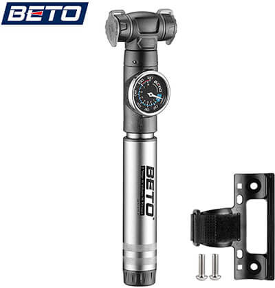 Beto 2 Stage Portable Mini Bike Pump with Gauge