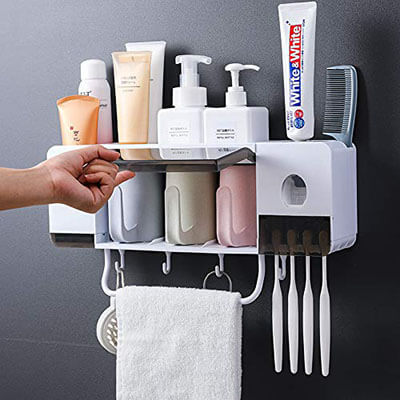 BHeadCat Automatic Toothpaste Dispenser & Anti-dust Toothbrush Holder