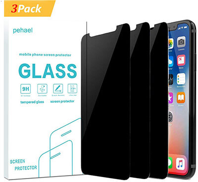 Pehael iPhone 11 Pro iPhone X iPhone Xs, Anti Spy Black Tempered Glass